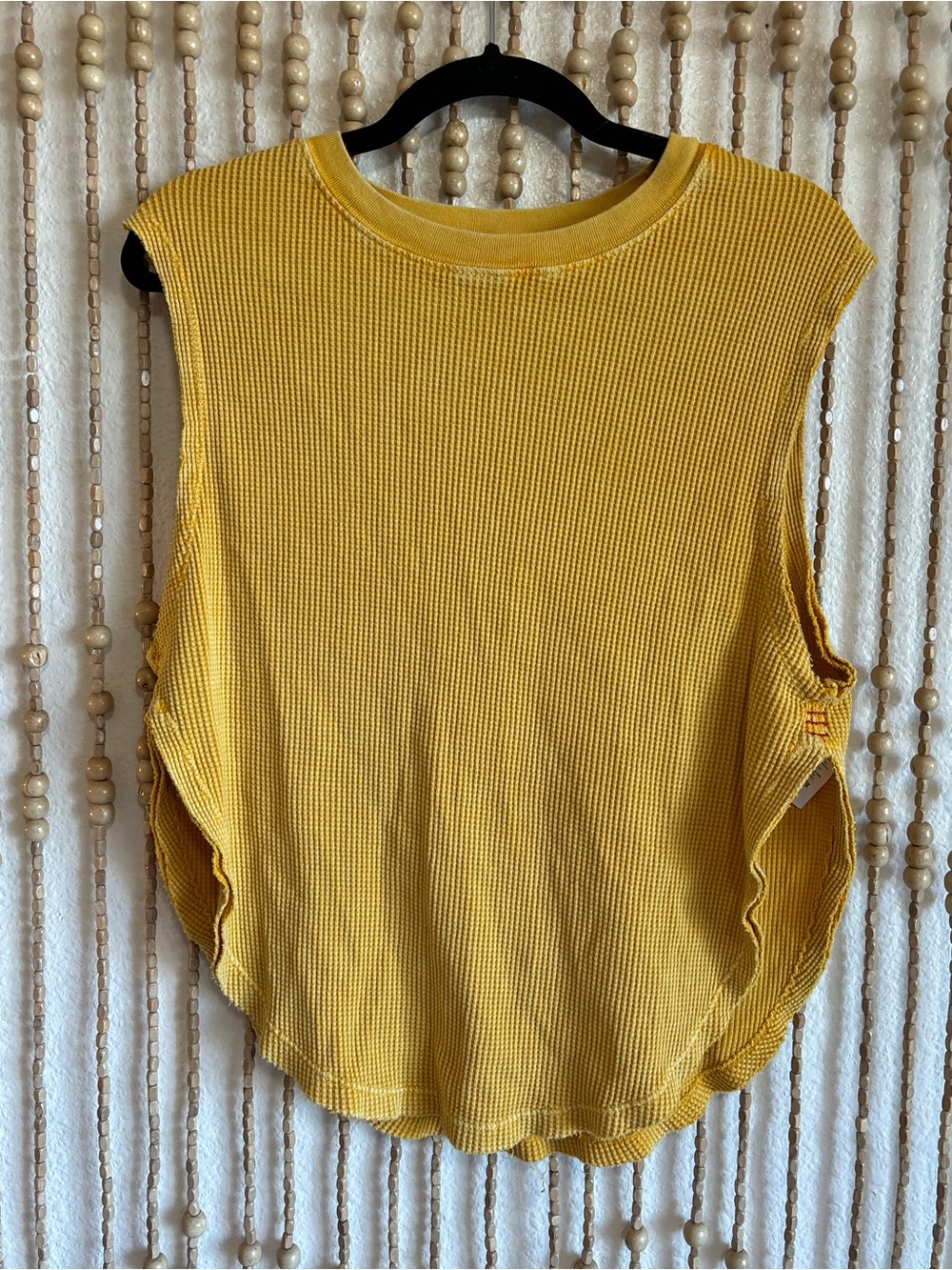 BDG Mustard Yellow Waffle Knit Sleeveless Side Slit Tank Casual Gorpcore XS